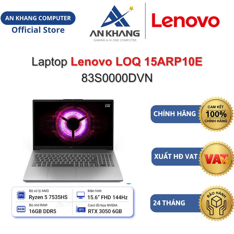 Laptop Lenovo LOQ 15ARP10E 83S0000DVN (R5-7535HS/ 16GD5/ 512GSSD/ 15.6FHD/ 6G_RTX3050/ W11SL) Chính 