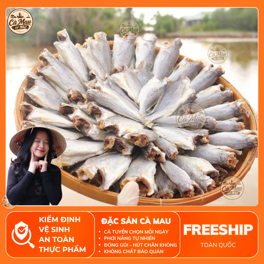 Khô Cá Đù 1 Nắng Nguyên Con Vị Mặn Vừa (Size 20-25 Con/Kg) - Cà Mau Có Nhớ