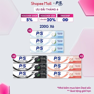 Combo 6 Kem đánh răng P/S Trắng Răng Lành Tính - 100% Công Thức Được Kiểm Chứng