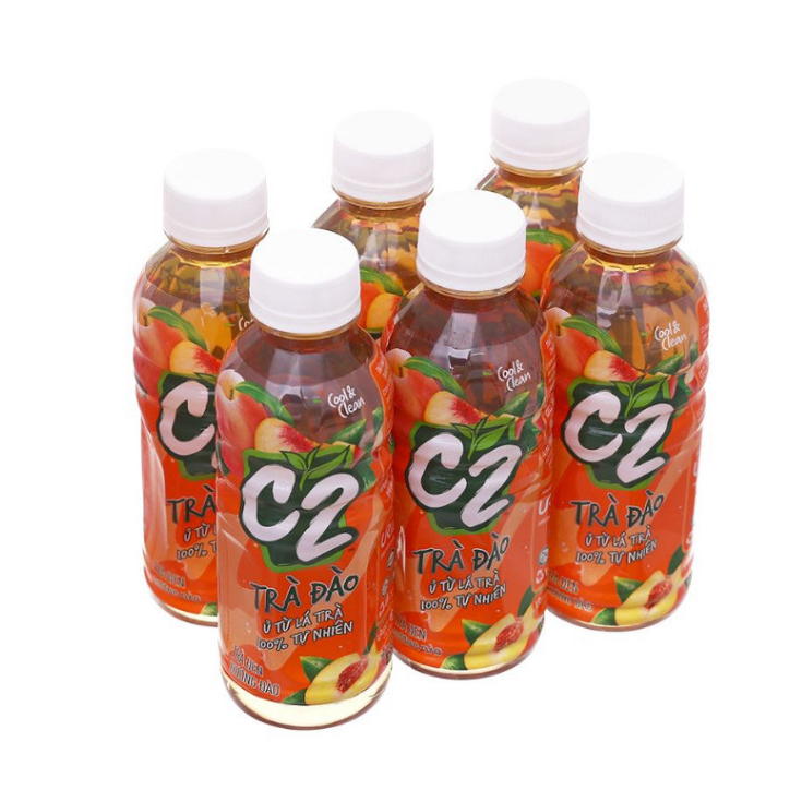 Lốc 6 chai nước giải khát C2 nhí vị chanh/ đào/ táo (230ml)