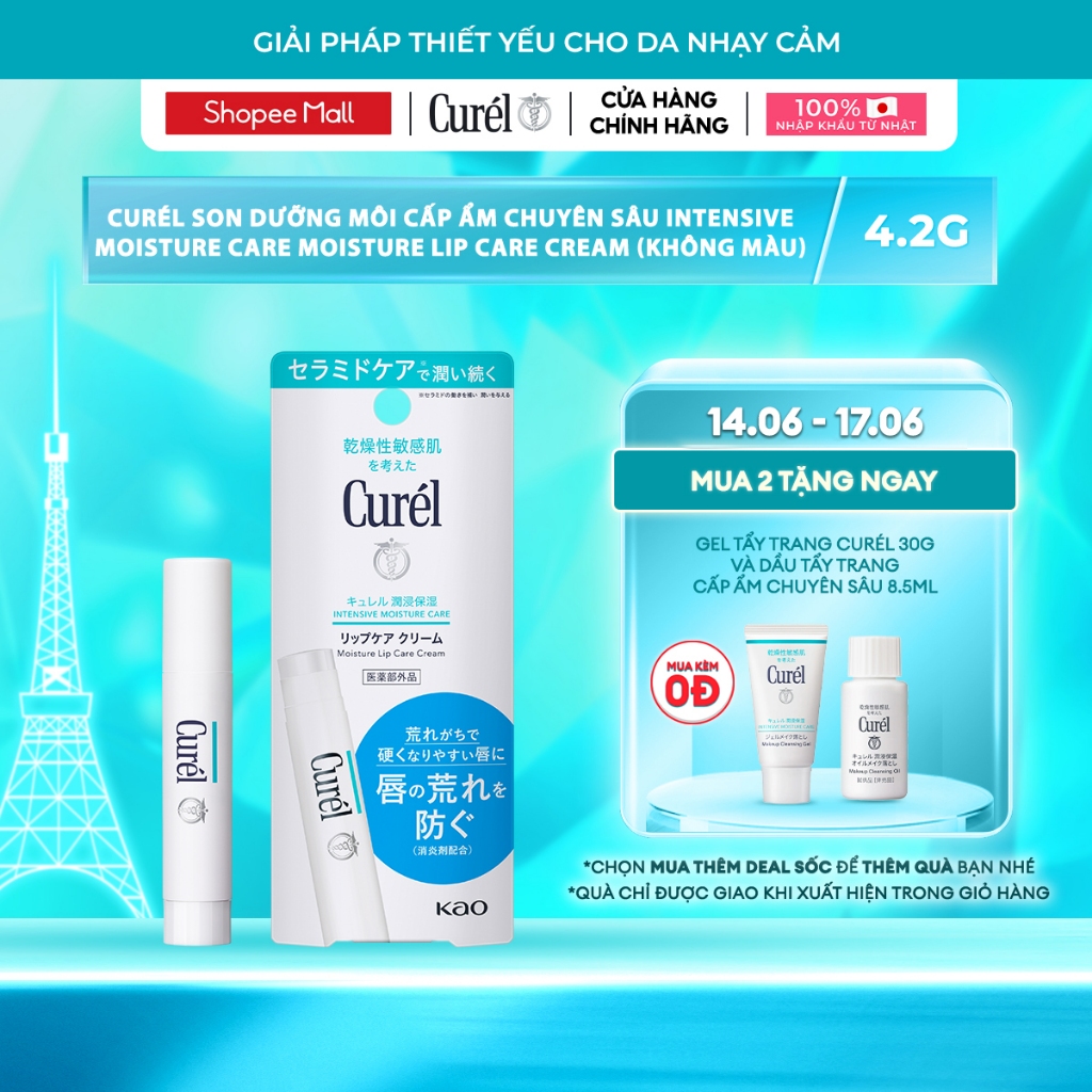 Son Dưỡng Môi Cấp Ẩm Chuyên Sâu Curel Intensive Moisture Care Moisture Lip Care Cream 4.2g Không Màu