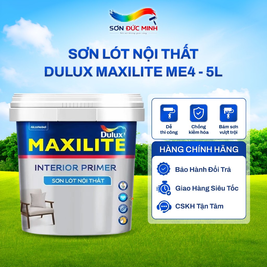 Sơn Lót Nội Thất Maxilite ME4 5L Từ Dulux, Sơn Lót Tường Trong Nhà Độ Bám Dính Cao