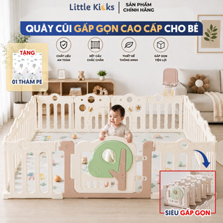 (TẶNG THẢM) Quây Cũi Cây Xanh Gấp Gọn Little Kicks Cao Cấp Cho Bé