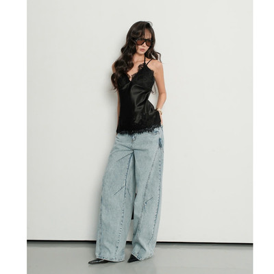 TUBYCATU Quần Jeans Suông Ống Rộng Ami Tôn Dáng Phong Cách Streetwear Cá Tính