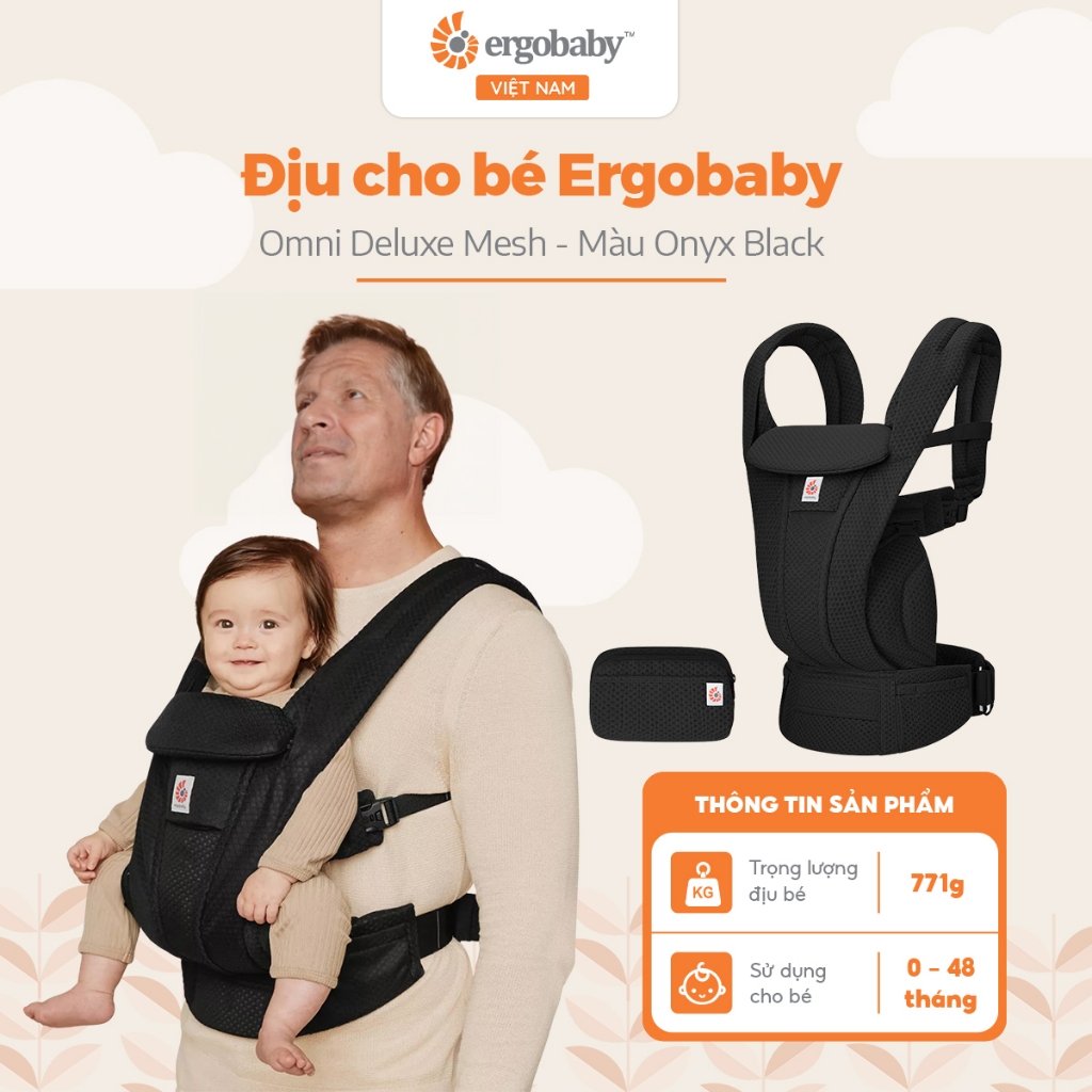 Địu cho bé Ergobaby Omni Deluxe Mesh 3.2kg – 20.4kg (sơ sinh – 48 tháng)