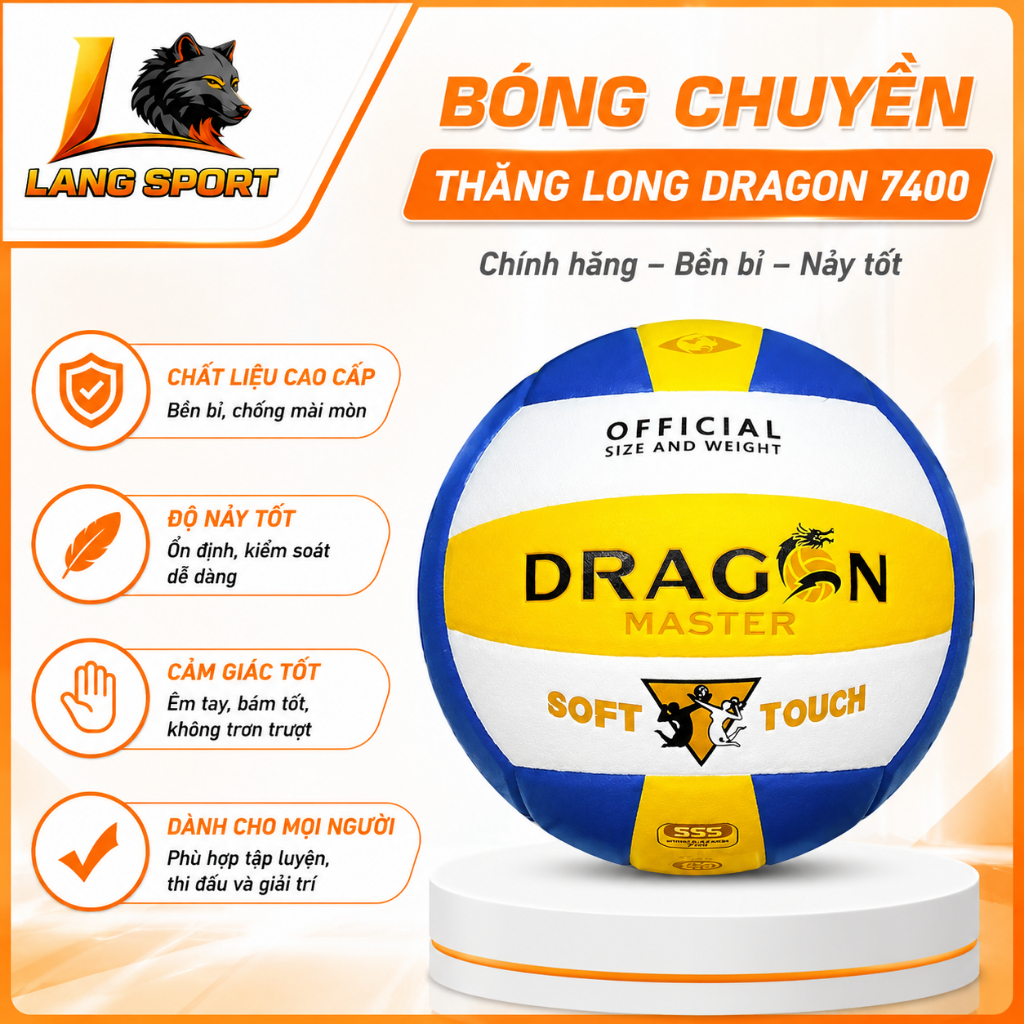 (HỎA TỐC) BÓNG CHUYỀN DRAGON 7400 THĂNG LONG MỚI - TẶNG KIM BƠM- LANG SPORT