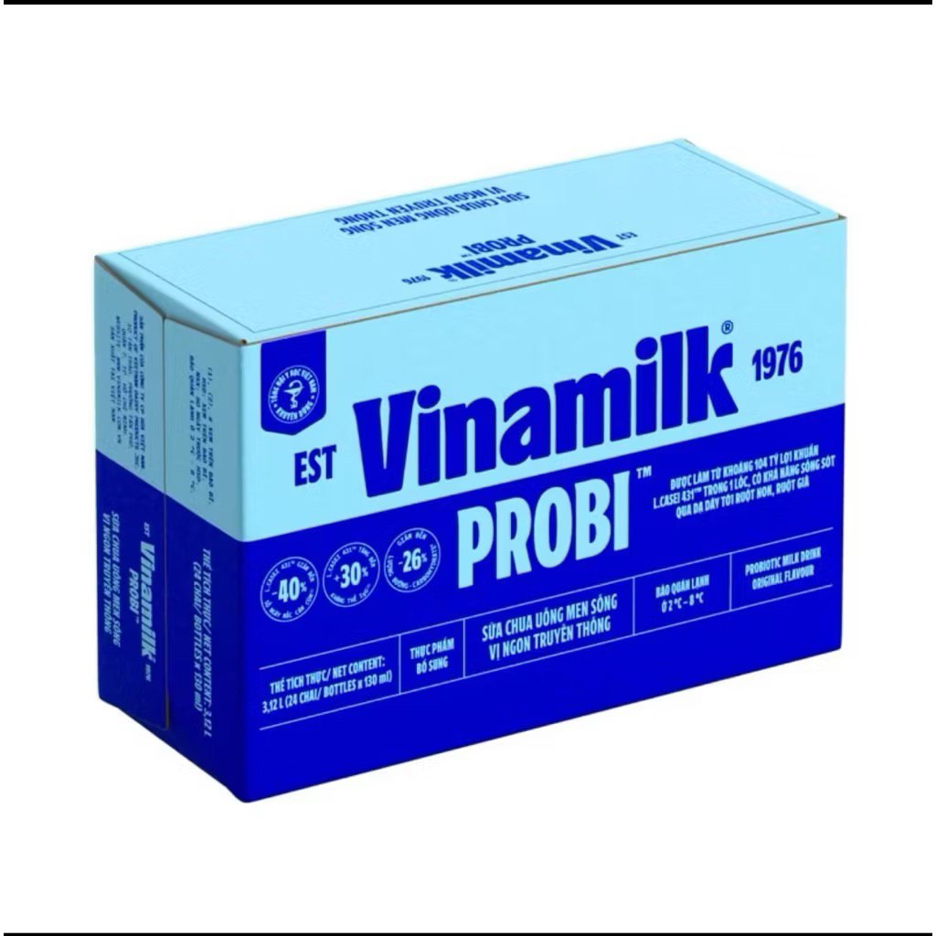 1 thùng Men proby Vinamilk nguyên vị 130ml