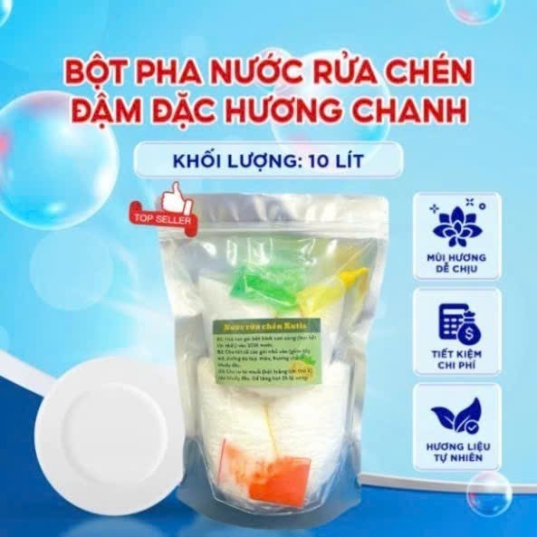 Bột Pha Nước Rửa Chén 10 Lít Đậm Đặc Tạo Bọt Nhiều Sạch Dầu Mỡ Tiết Kiệm Cho Gia Đình Quán Ăn