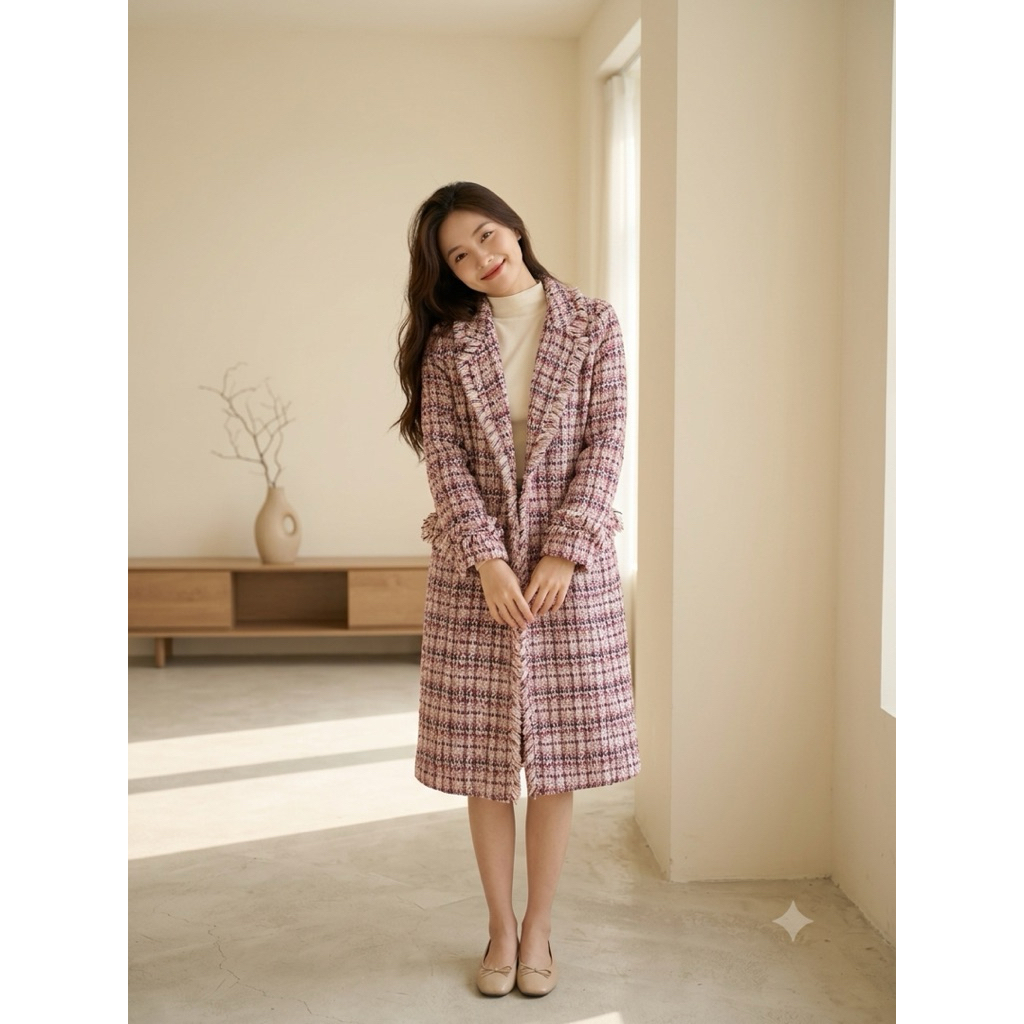 Áo Khoác Dạ Tweed Dáng Dài (Tweed Long Coat)