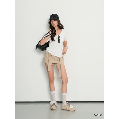 TUBYCATU Quần Short Giả Váy Phối Khuy Đôi Dây Đai Sienna Skirt Cá Tính Năng Động