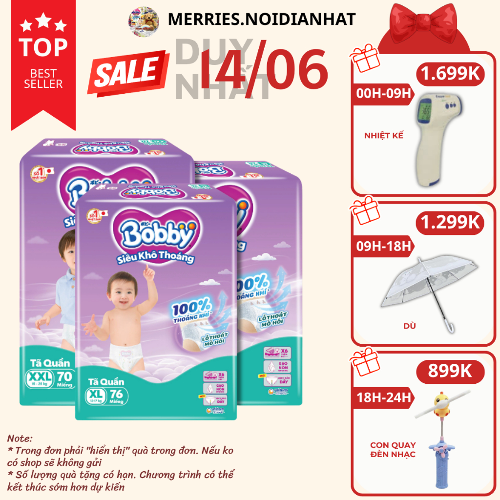 [SIÊU TIẾT KIỆM] Tã BOBBY ULTRA đủ size M96/L88/XL74/XXL70 siêu nhiều miếng