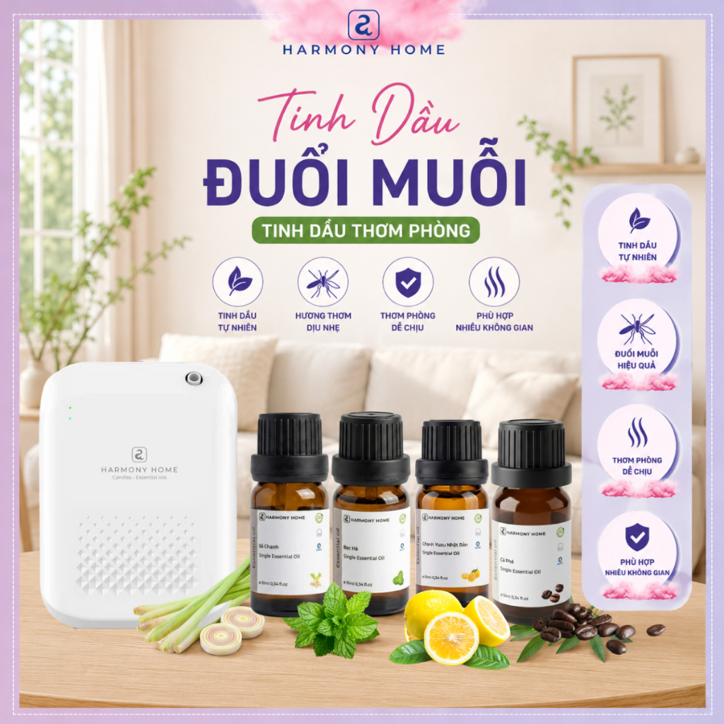Tinh dầu thơm phòng, đuổi muỗi, khử mùi A Harmony Home – Nhập khẩu 10ml