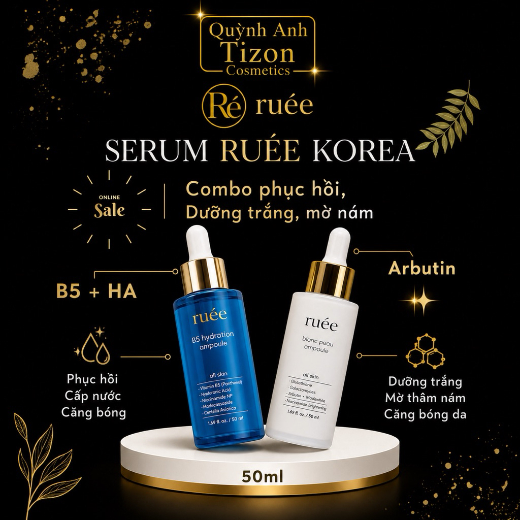 Serum Rúee Phục Hồi Da Cấp Nước B5 & Dưỡng Trắng Arbutin - JK Auth Cosmetics