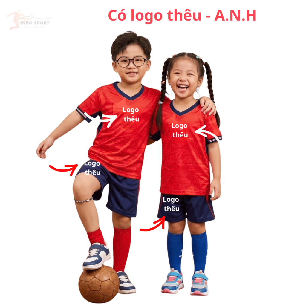 Quần Áo Bóng Đá Trẻ Em Anh Đỏ Vải mè HP – In Tên Số Theo Yêu Cầu BIBO SPORT