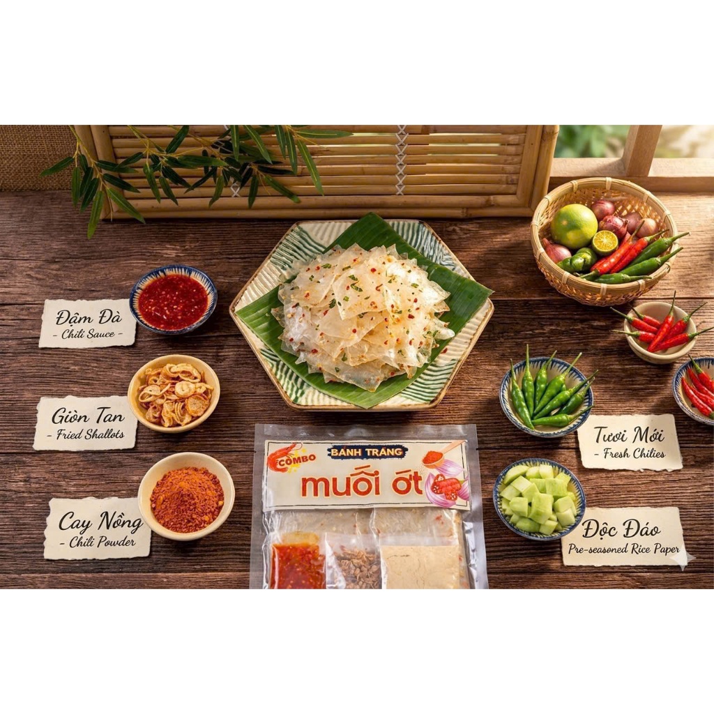 Bánh Tráng Muối Ớt Thơm Ngon (300G/Combo) - Bánh Tráng Tây Ninh