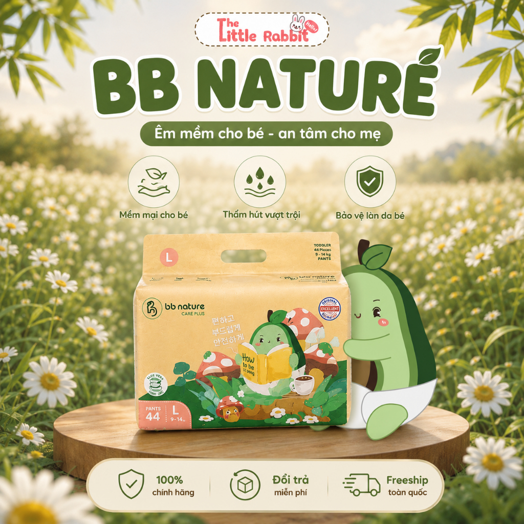 [1 BỊCH] Tã Bỉm BB NATURE Care Plus/ BB NATURE Classic hữu cơ cho bé | The Little Rabbit