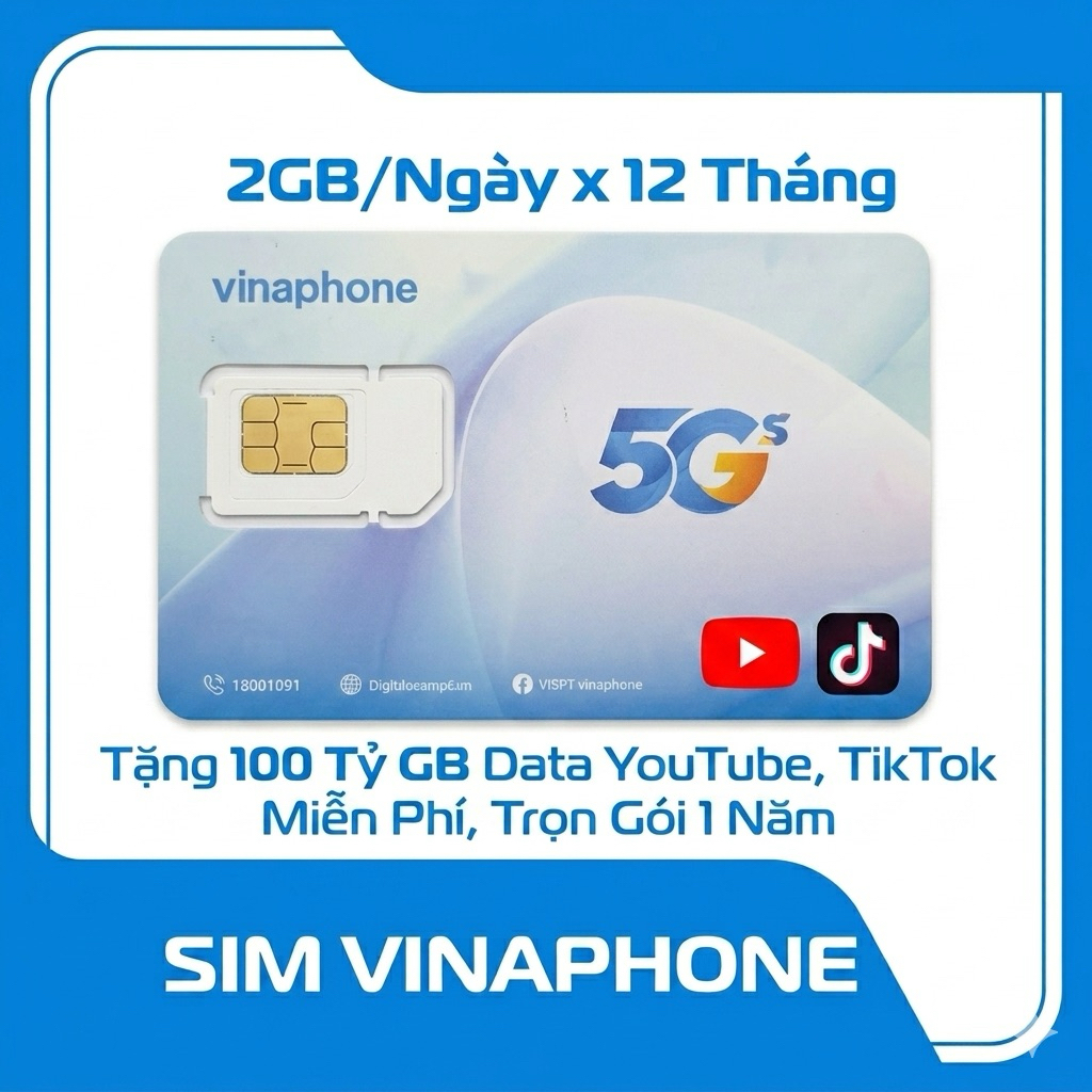 SIM VINAPHONE 2GB/ngày + 10 Tỷ GB vào YOUTUBE + TIK TOK