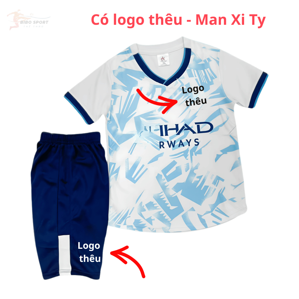 Quần Áo Bóng Đá Trẻ Em Man City trắng loang - Vải mè Nhật Cao Cấp DK  – In Tên Số Theo Yêu Cầu BIBO 