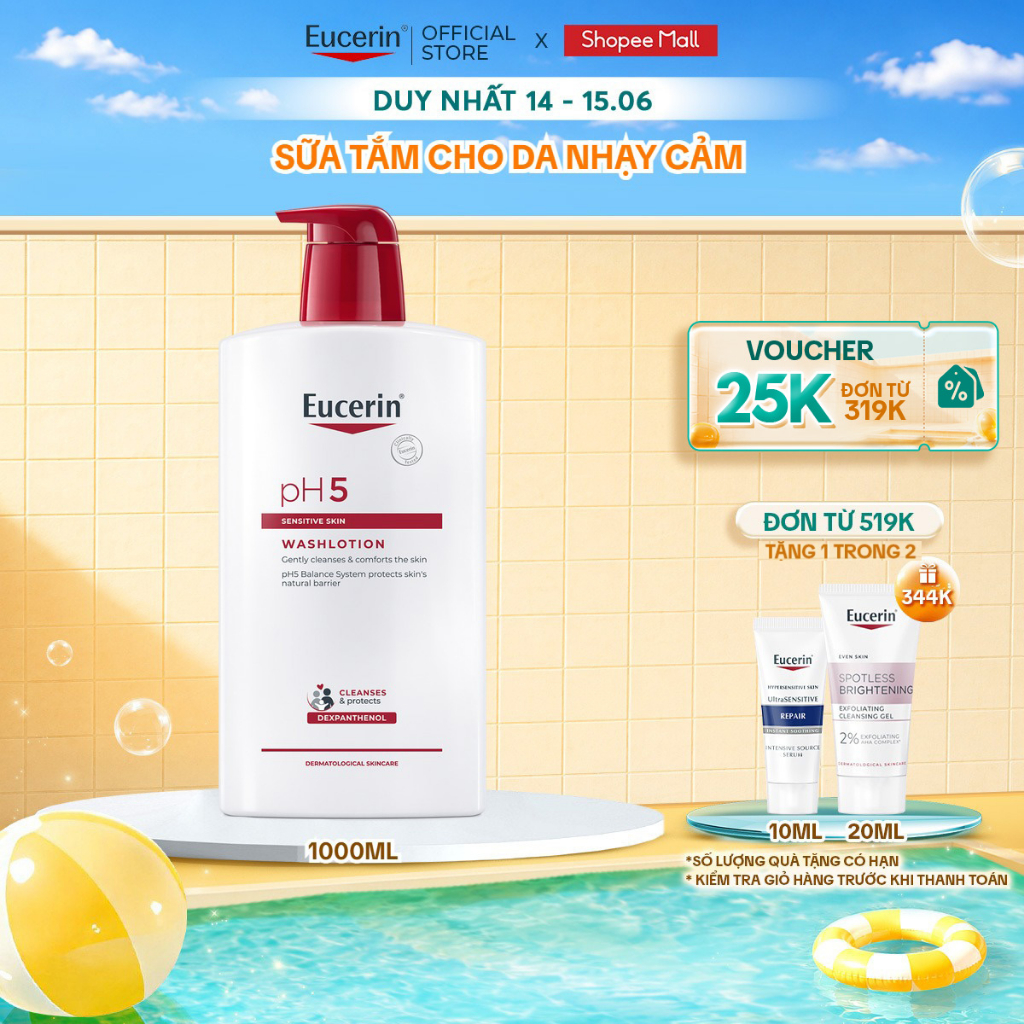 Sữa Tắm Cho Da Nhạy Cảm Eucerin pH5 Sensitive Skin Washlotion 1000ml