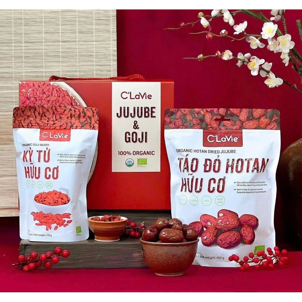 Táo đỏ, kỷ tử hữu cơ C'lavie/Organic Life/Hotan