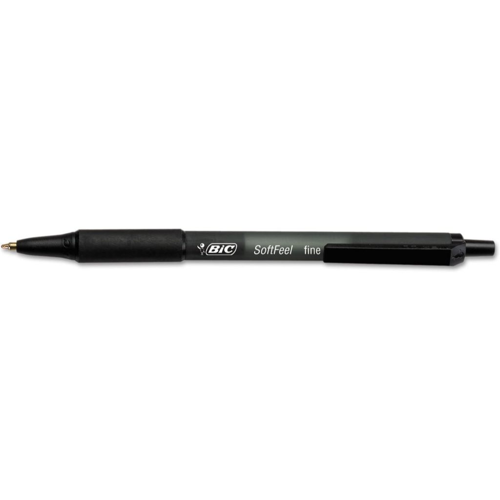 Bút bi BIC Soft Feel màu đen, ngòi mảnh (0.8mm), hộp 12 chiếc