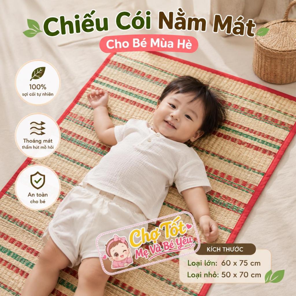 Chiếu Cói Cho Bé Nằm Mát, Chiếu Lót Nền Nhà, Chiếu Nằm Võng Cho Bé Cỡ Lớn 60x75cm