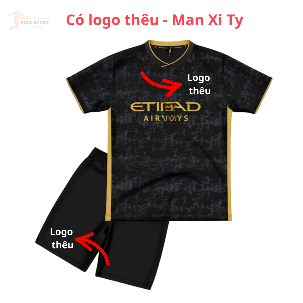 Quần Áo Bóng Đá Trẻ Em Man City ĐEN 26/27 Vải thun lạnh SAO VIỆT – In Tên Số Theo Yêu Cầu BIBO SPORT