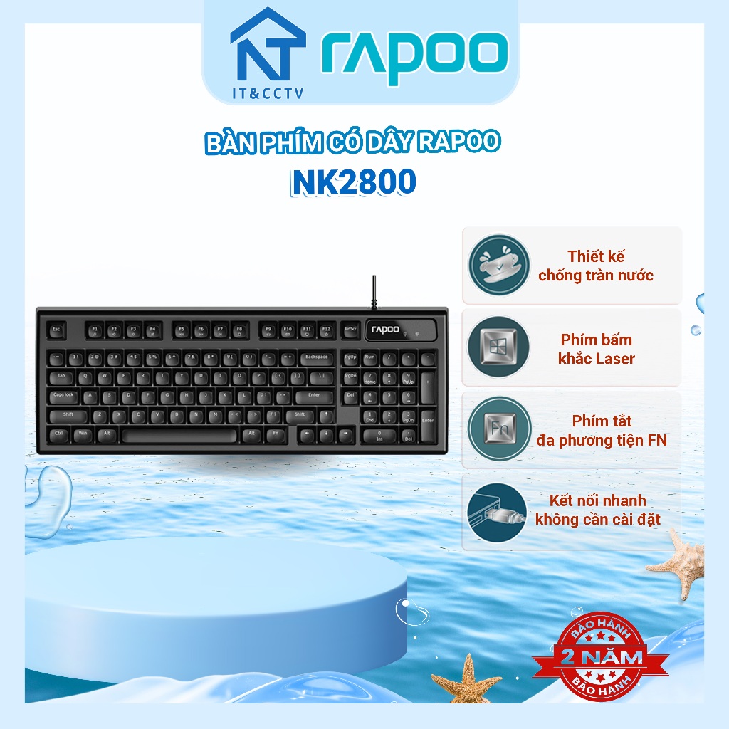 Bàn Phím Rapoo NK2800 Chính Hãng – Full Size 104 Phím, Phản Hồi Tốt, Dành Cho Văn Phòng & Gaming