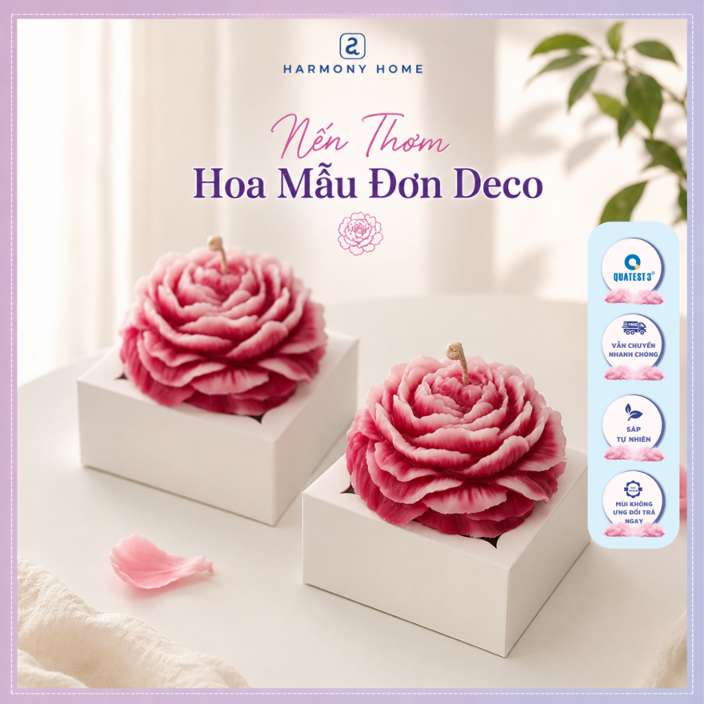 Deco Nến Thơm Mẫu Đơn Thơm Phòng, Trang Trí, Quà Tặng A Harmony Home 65g