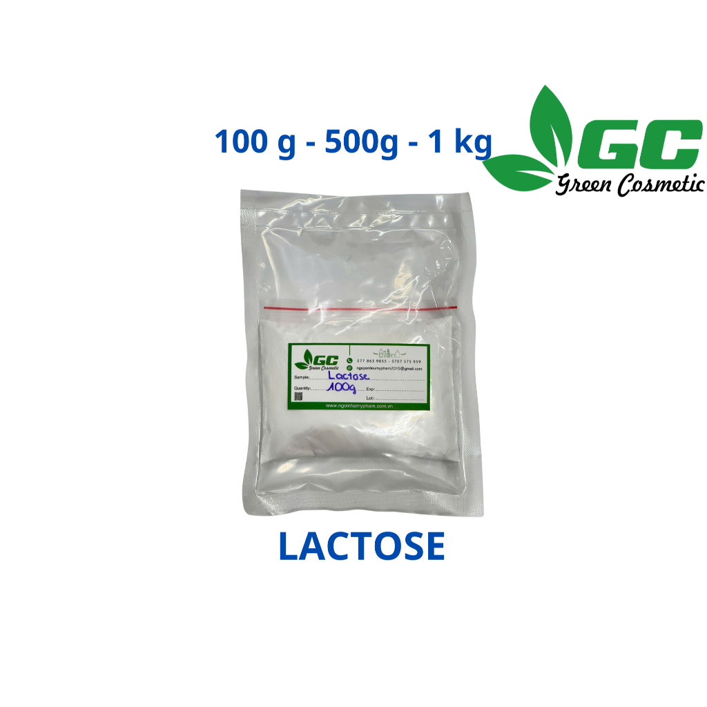 Lactose (có xuất HD) - chất dưỡng ẩm dịu nhẹ - nguyên liệu mỹ phẩm Greencosmetic 100g, 500g, 1 kg