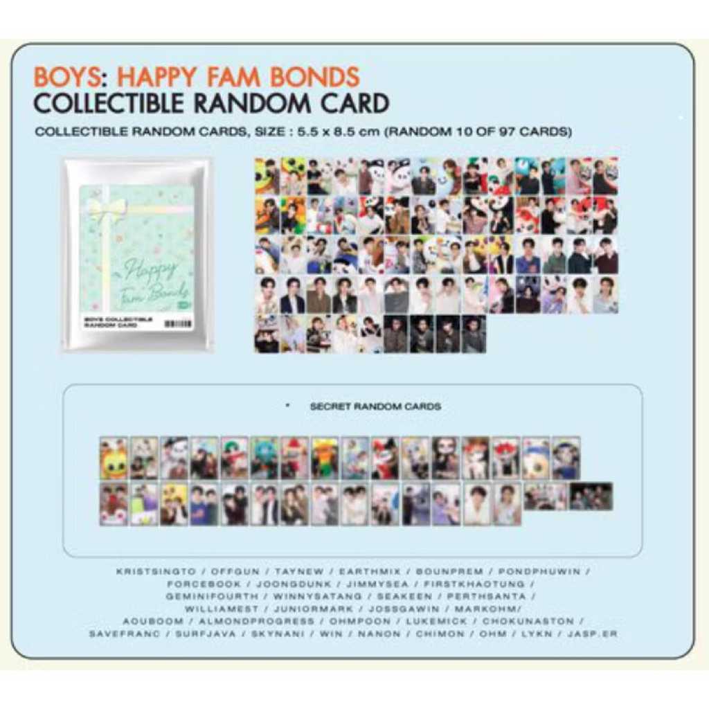 Card random boys Collectible HAPPY FAM BONDS gmmtv