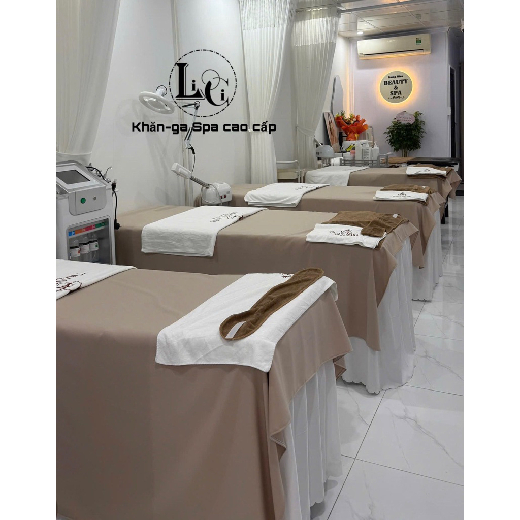 Set 4 món ga giường spa mát lạnh, ga phủ giường gội, nối mi