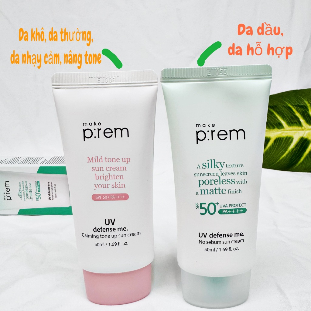 Kem chống nắng Make Prem UV defense me Sun Cream 50ml chính hãng, chống nắng, kiềm dầu, nâng tone, g