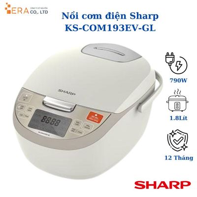 Nồi Cơm Điện Tử 1.8Lít Sharp KS-COM193EV, Công Suất 790W, hàng Chính Hãng Bảo Hành 12 Tháng