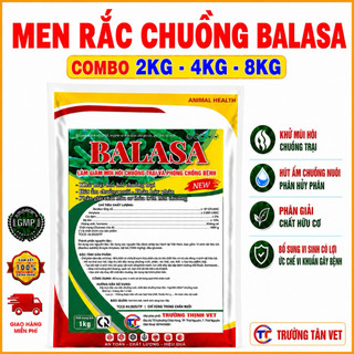 Men rắc chuồng baa la sa 2kg 4kg 8kg khử mùi hôi, hấp thu khí độc chăn nuôi Trường Tân Vet