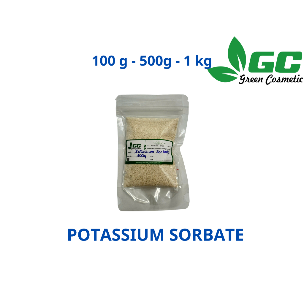 [HCM] Potassium Sorbate (có xuất HD) - Chất bảo quản mỹ phẩm - nguyên liệu mỹ phẩm Greencosmetic 100g, 500g