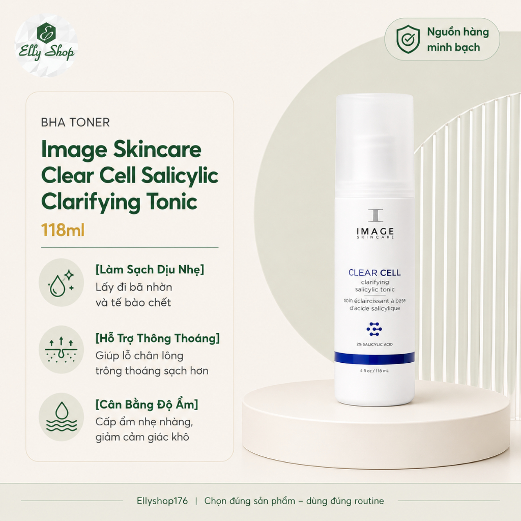 [Công Ty] Tẩy da chết BHA IMAGE Skincare CLEAR CELL Clarifying Salicylic Tonic 118ml - Ellyshop176