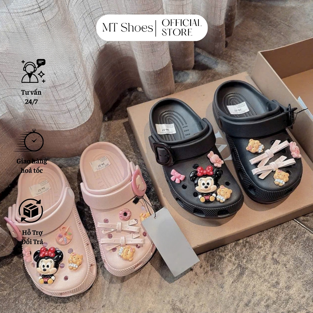 Dép Sục Nữ Buckle Màu Pastel Tặng Kèm Sticker Cute Kiểu Dáng Hot Trend Nhẹ Êm MT Shoes DN114