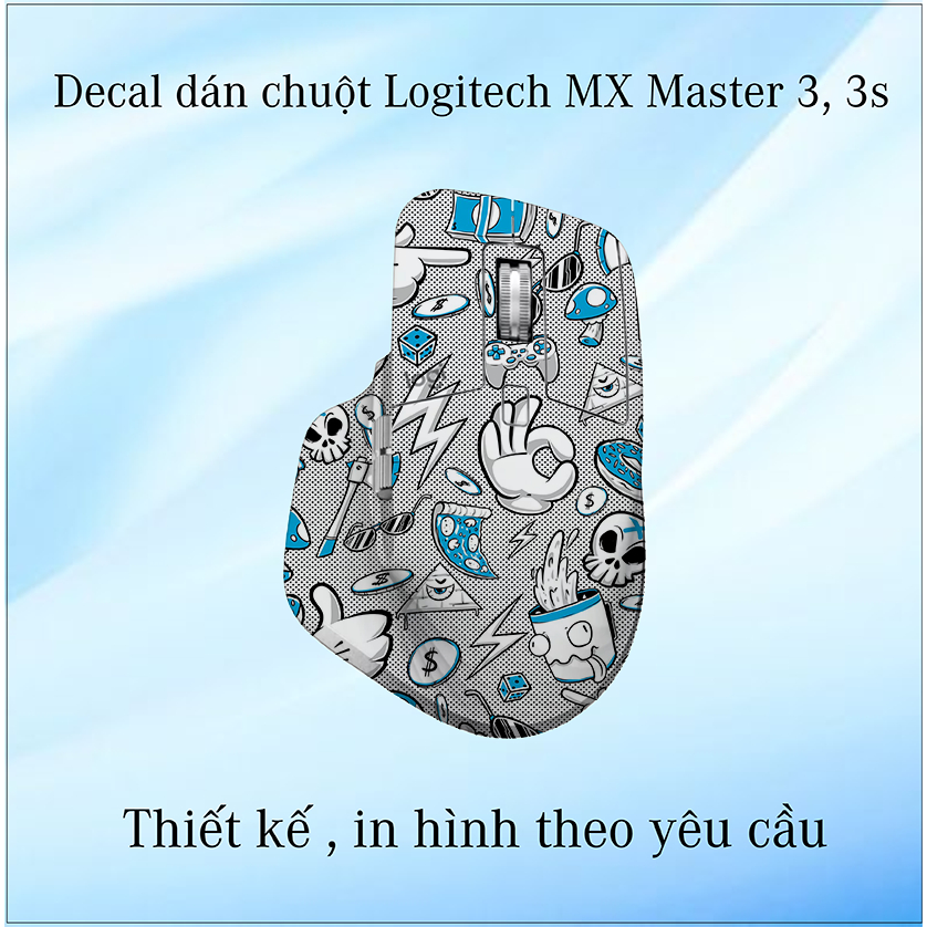 Decal 3M cao cấp dán chuột MX Master 3 , 4 , 2s , Logitech G Pro X Superlight , G304 mẫu Sticker Cut