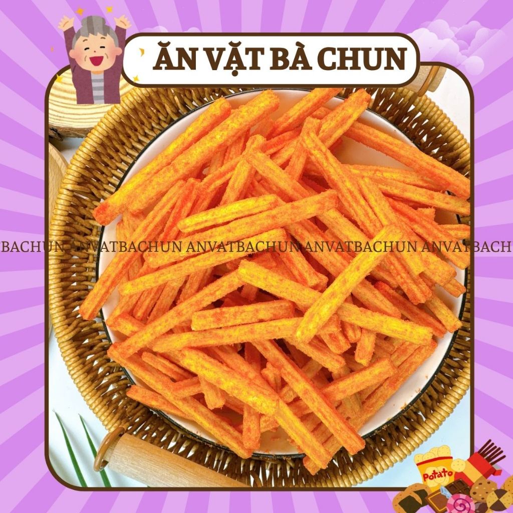 Snack Que Phô Mai Ngó Sen, Bim bim khoai tây ngó sen lắc phô mai thơm ngon, Đồ ăn vặt