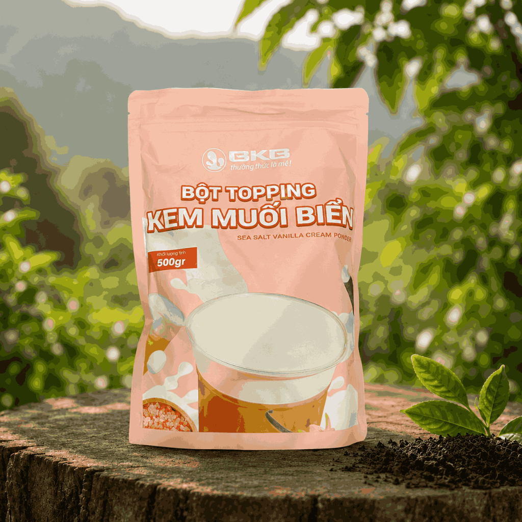 Bột Topping Kem Muối Biển BKB 500g – Nguyên Liệu Pha Chế Trà Sữa, Cà Phê, Đồ Uống Và Topping Kem Muố