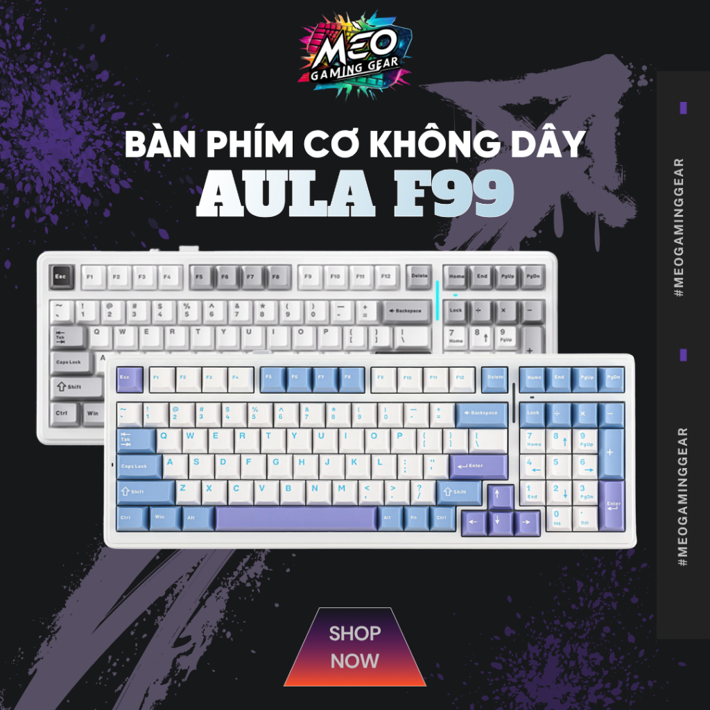Bàn Phím Cơ Không Dây Aula F99 - 3 Mode - LED RGB - Hotswap 5PIN - Keycap PBT | BigBuy360 - bigbuy360.vn