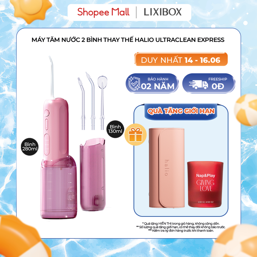 Máy Tăm Nước 2 Bình Thay Thế Halio UltraClean Express Hydro Floss - Kèm Túi Da