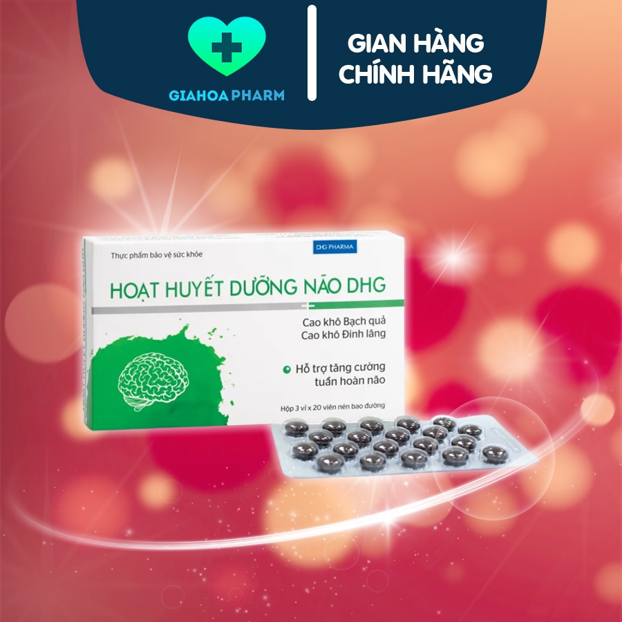 Viên uống Hoạt huyết dưỡng não DHG giúp bổ não, tăng cường tuần hoàn não, giảm thiểu năng tuần hoàn 