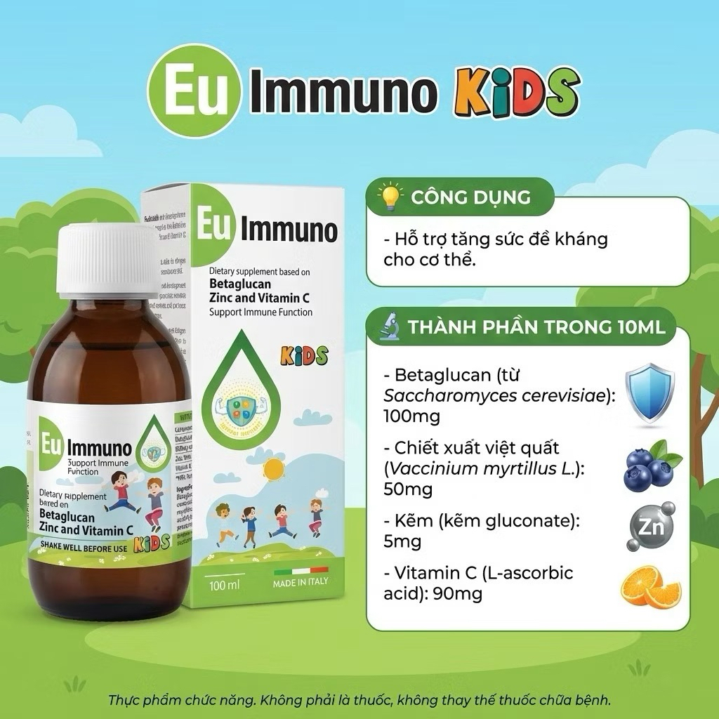 Eu immuno - thực phẩm hỗ trợ tăng đề kháng cho trẻ lọ 100ml