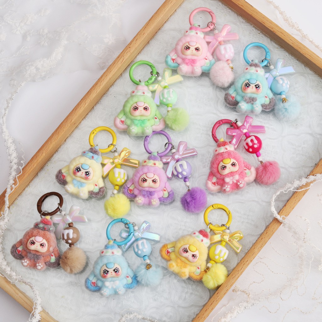 Móc Khóa Lông Thỏ + Charm Baby Three – Phụ Kiện Ba Lô – Món Quà Ý Nghĩa