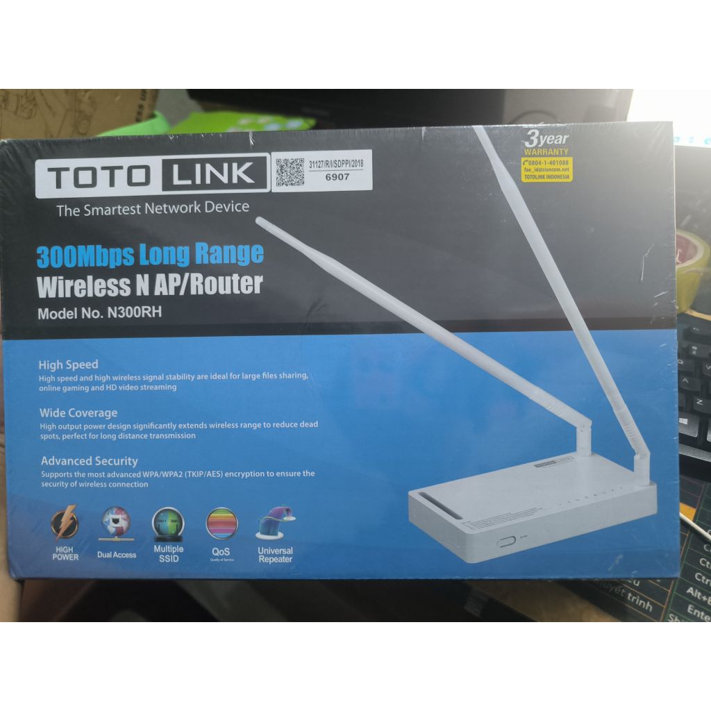 Bộ Phát Wifi TOTOLINK N300RH Chuẩn N 300Mbps Xuyên Tường