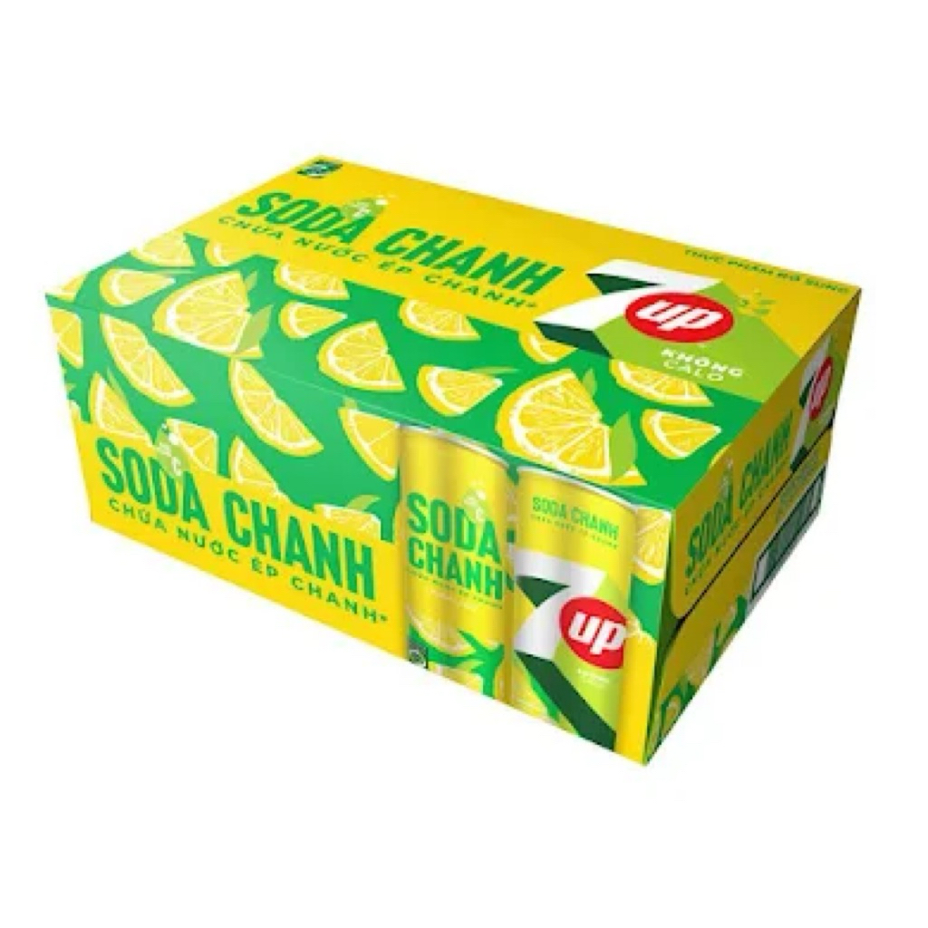 Nước ngọt có ga 7Up Soda chanh lon 320ml thùng 24