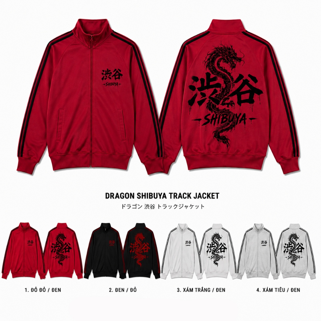 (KHÔNG XÙ LÔNG) - Áo Khoác Rồng Style Nhật Nỉ Chân Cua Cổ Trụ Form Regular StreetStyle - BingBing