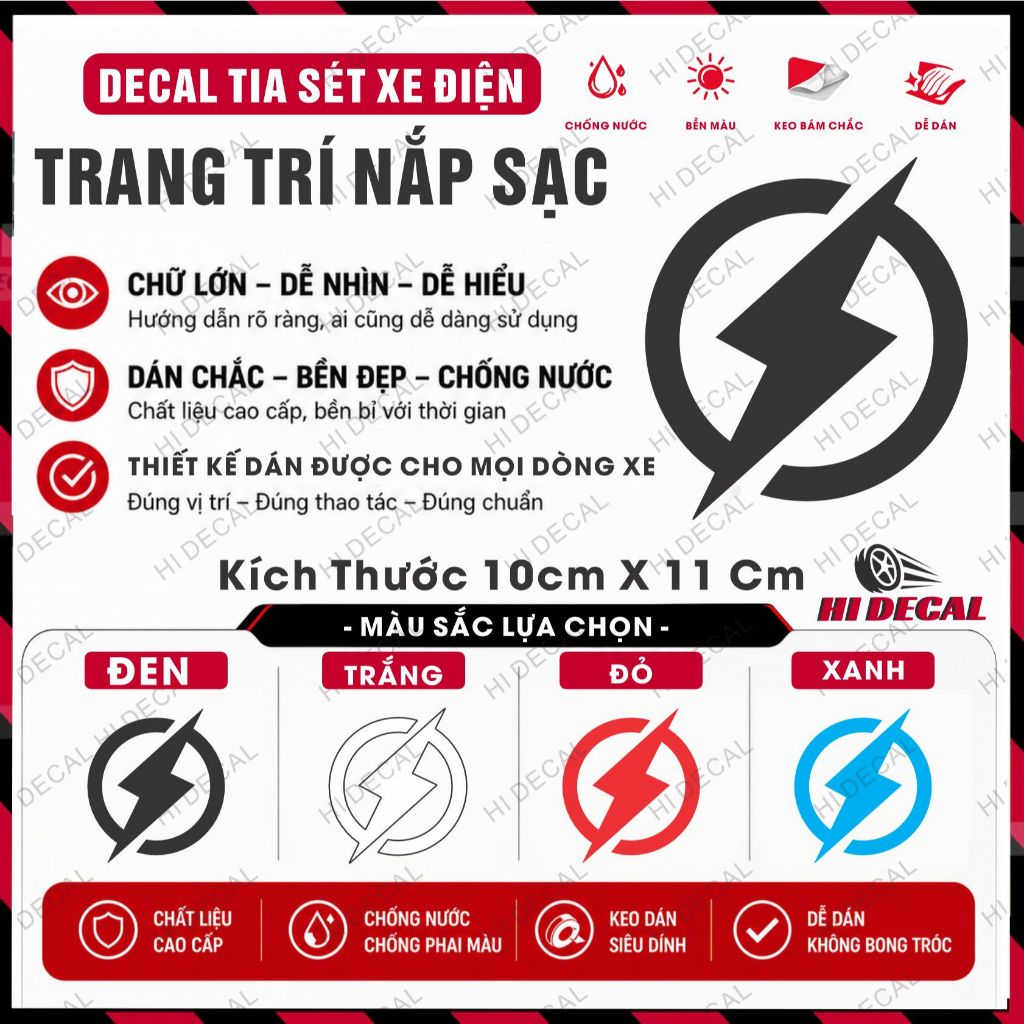 Decal trang trí xe điện, tem tia sét dán lắp xe điện , tem kí hiệu tia sét - Hi decal decal dán xe c